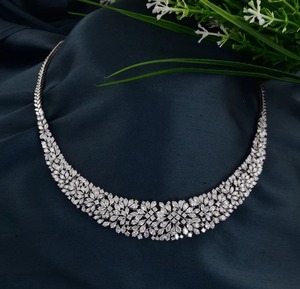 Marquise & poire diamant collier mariage collier de mariée diamant collier de mariage pour les femmes cadeau d'anniversaire pour entendre - Product Image 4