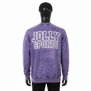 Sudadera para Hombre, Estilo Sun Fade, 320 GSM, Felpa de Algodón, Lavado Ácido Morado, Cuello Redondo, Impresión de Pantalla, Logotipo Personalizado, Lavado Básico - Product Image 2