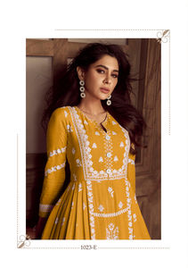 Dernière Collection pantalon Kurti de travail de couleur incroyable Reyon avec broderie lourde avec fabrication dupata en inde - Product Image 5