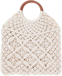 Bolsos de mano de paja de cuerda de algodón hechos a mano para mujer, bolsos de playa de macramé Vintage de ganchillo, bolsos de mano y bolsos de mano para mujer - Product Image 2