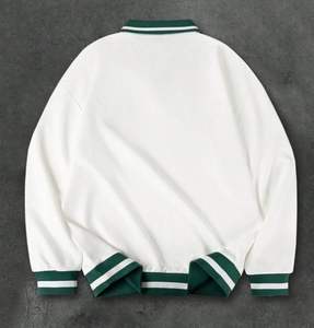 Sudadera de Algodón de Alta Calidad con Cuello Polo, Estilo Francés, Ribete a Rayas, Bordado Chenille, Básica, Deportiva, al por Mayor, OEM - Product Image 2