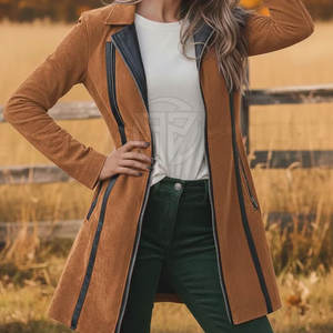 High Quality <b>Women's</b> <b>Suede</b> Leather <b>Coat</b> Breathable Winter Eco-Friendly Smooth Finish Clean Stitching Elegant Texture - Product Image 2