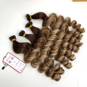 Extensiones de cabello humano Remy 100% de 22 pulgadas, alta calidad, trama Genius Balayage Color Body Wave 2/4Q + 6C, extensión superior - Product Image 2