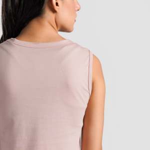 Débardeur rose poudré pour femme AXE, camisole tricotée respirante, crop top basique confortable avec logo personnalisé pour la salle de sport - Product Image 6