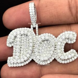 Colgante de Letra con Diamantes Cultivados en Laboratorio, Chapado en Oro de 10K, Estilo Hip Hop Unisex, Corte Brillante Redondo, para Uso Diario - Product Image 3