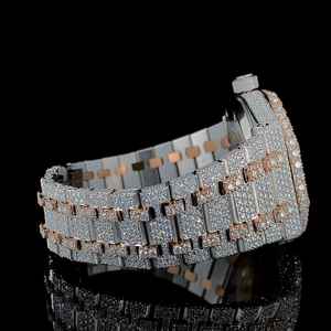 Alta calidad 20mm ancho dos tonos Dial Moissanite Hip-Hop reloj caja de acero inoxidable esfera de cristal mejor fiesta desgaste regalo él completo - Product Image 3