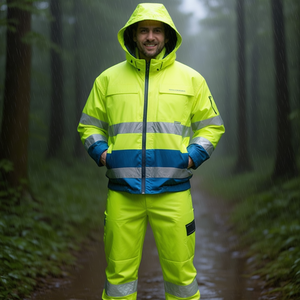 High-Viz Yellow/Blue Comfort <b>Raincoat</b> by PLANAM - Product Image 3