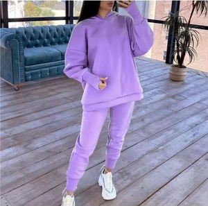 OEM personnalisé coton femmes 2 pièces ensemble décontracté ample à capuche et pantalons de survêtement ensemble tout imprimé logo deux pièces ensemble de survêtement - Product Image 5