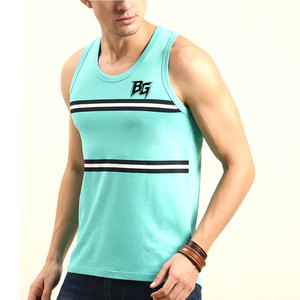 เสื้อกล้ามออกกำลังกายผู้ชายแบบถักพิมพ์ลายตามสั่ง ผ้าฝ้าย 100% ระบายอากาศได้ดี น้ำหนักเบา เหมาะสำหรับการฝึกซ้อมฟิตเนสและกิจกรรมกลางแจ้ง - Product Image 1