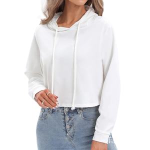 Sweat à capuche court pour femme, design d'usine, hiver, logo frontal, 100% coton, polaire, prix bas, en vente - Product Image 4