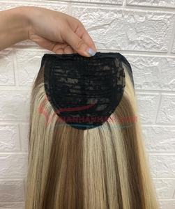 Couleur de cheveux personnalisée queue de cheval droite naturelle 100% cheveux humains cuticule alignée extension de cheveux en queue de cheval doublement étirée - Product Image 5