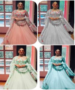 ชุดราตรีประดับเพชรชุดงานปักลายแบบจอร์เจียเจ็ตสวยพร้อมชุดงานแต่งงาน Dupatta ขายส่งเสื้อผ้าชนเผ่าอัลฟาโนเมโรการารา - Product Image 3