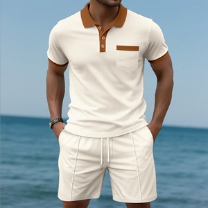 Personalizar diseño cremallera camiseta conjuntos de alta calidad al por mayor pantalones cortos conjunto para hombres tendencia elegante transpirable pantalones cortos camisa conjunto - Product Image 6