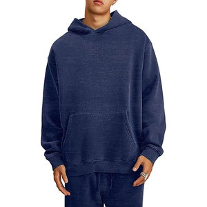 Sudadera con capucha de lana para adultos Unisex estilo Hip Hop hombres de lujo de gran tamaño desgastado Stone Wash Sudadera con capucha con logotipo estampado - Product Image 6