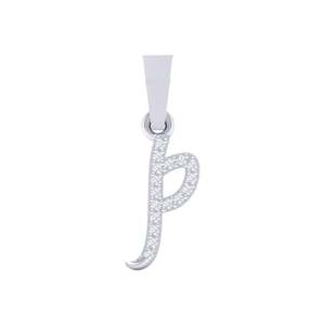 Pendentif en or 14 carats certifié avec la lettre 'P' et 17 diamants véritables, 0,07 carat au total - Pendentifs et breloques en diamants élégants - Product Image 1
