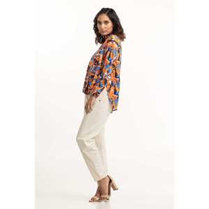 Abstract Print Chiffon <b>Top</b> 224-217-023 - Product Image 5