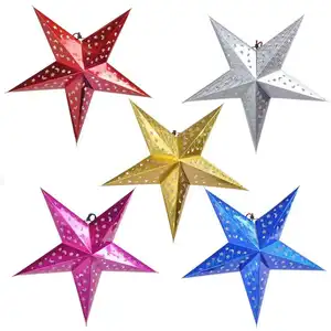 3D DIY 35cm 5 Pointed Paper Star Lanterns Christmas Decor Party Wedding Birthday Festival Decoration