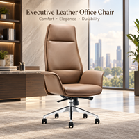 Chaise de bureau de direction de luxe en cuir PU, réglable en hauteur, dossier haut, chaise de manager haut de gamme pour bureau moderne à domicile, base en aluminium