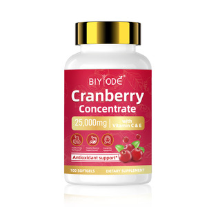 Complément alimentaire à base <span class=keywords><strong>de</strong></span> plantes (gentiane et <span class=keywords><strong>canneberge</strong></span>) Capsules molles Extrait <span class=keywords><strong>de</strong></span> <span class=keywords><strong>canneberge</strong></span> 25 000 mg Formule antioxydante - Product Image 1