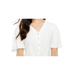 Top in Chiffon Bianco da Donna Alfani con Maniche a Volant, Stile Vintage alla Moda con Tessuto in Cotone, Traspirante per Uso Quotidiano, Taglia XL - Product Image 2