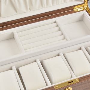 Ensemble de bijoux en bois de luxe boîte rectangulaire organisateur d'emballage de bijoux personnalisé en velours boîte à bijoux en bois faite à la main - Product Image 5