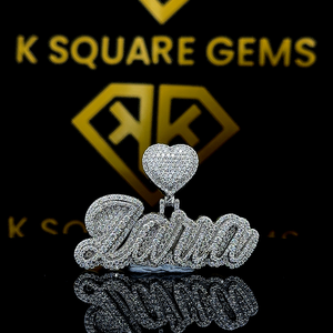 Pendentif Hip Hop personnalisable en argent 925 pour homme, avec moissanite brillante taille ronde et lettres personnalisées pour enfant - Product Image 4
