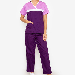 Cómodo y elástico Hospital Enfermera Doctor Uso para trajes de fregado Cuello en V Mangas cortas Jogger Pantalones Unisex Detección de agujas - Product Image 6