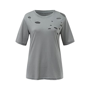 เสื้อยืดมีรูขาดเร็วสำหรับผู้หญิงเป็นมิตรกับสิ่งแวดล้อมดีไซน์พิเศษ - Product Image 2