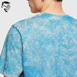 T-shirt à lavage à l'acide pour hommes 100% coton longueur régulière col à motif solide teint uni-disponible en stock à vendre! - Product Image 3