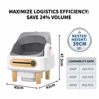 Bac à litière automatique pour chat avec logo personnalisé, cadre en bois, nettoyage automatique, filtre au charbon, écologique, contrôle des odeurs pour l'intérieur