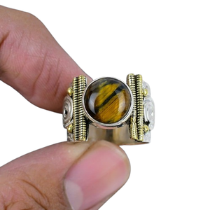 Classical Ring Jewelry For Women Silver Boho Style Jewelry 925 Sterling Silver Tiger Eye Gemstone Handmade Ring Gift For <b>Wife</b> - Product Image 1