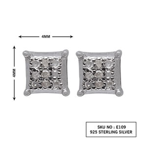 Venta al por mayor 4 mm corte redondo Natural blanco diamante Stud pendientes 925 plata esterlina estilo moderno 0,05 Ct - Product Image 3