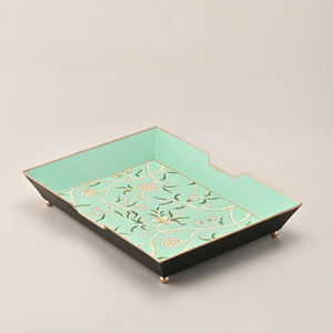 Bandeja Decorativa de Madera Pintada a Mano de Diseño Moderno para Mesa de Centro de Sala de Estar, con Diseño Étnico y Trabajo de Pintura - Product Image 6