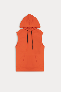 Wholesale <b>Sleeveless</b> Hooded Sweatshirt Regular Fit Drawcord Custom Logo Plus Size - Product Image 5