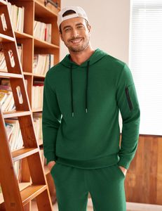 Men's Hooded Zip <b>Jacket</b> and Tapered Pants Tracksuit Set for Gym <b>Workouts</b> and Casual Style Comfortable Solid Pattern Winter Wear - Product Image 6