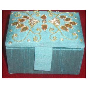 Beautiful Handmade Embroidery and Beaded <b>Velvet</b> Square Shape Jewelry <b>Box</b> Home Decorative Shining Product Made by Indian Designer - Product Image 1
