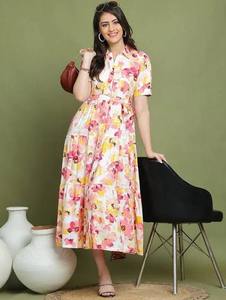 เดรสผ้าฝ้ายพิมพ์ลายดอกไม้สไตล์อินเดียชุดลำลองใหม่สำหรับงานแต่งงานงานทอมือเป็นมิตรต่อสิ่งแวดล้อม - Product Image 2