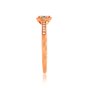 แหวนทองคำโรสโกลด์ 14K ระดับพรีเมียม ประดับด้วยเพชรเม็ดใหญ่หลายแถวแบบ Lab Grown พร้อมดีไซน์วงแหวนโค้งมนอย่างหรูหรา - Product Image 3