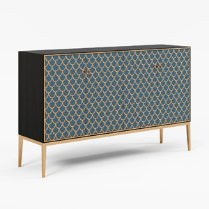 Armoire personnalisée en bois coloré de style européen Armoire de cuisine attrayante pour villa moderne et cuisine d'appartement de luxe - Product Image 1