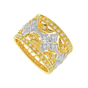 แหวนเพชรแท้พร้อมดีไซน์เสียงไซเรนที่น่าทึ่ง แหวนทองคำ 18 กะรัตสีเหลือง - Product Image 2