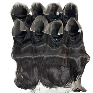 Peluca de encaje completo de primera calidad, extensiones de cabello crudo vietnamita, cabello natural, liso, donante, venta al por mayor - Product Image 5