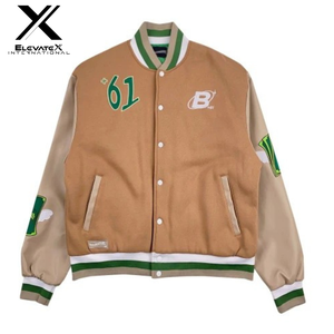 Chaqueta Varsity de Béisbol de Lujo al por Mayor para Hombre y Mujer, Estilo Urbano, Cuello en V, Bordada, de Lona, Resistente al Viento, Transpirable y Personalizable - Product Image 1