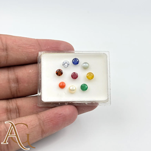 Navratan Certified Navratan Gemstone Set Round Cut AAA Quality Vedic Astrology <b>Stones</b> for jewelry making - Product Image 1