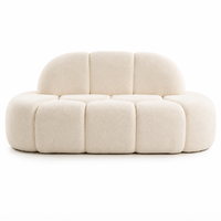 Canapé modulaire moderne en forme de L à trois places, tissu bouclé de luxe, coussins confortables, meubles contemporains pour salon