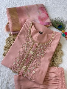 Vestido Salwar Kameez Dupatta Largo de Seda de Diseño Pakistaní, Hecho a Mano, Estilo Moderno, para Fiestas, Bodas y Eventos, Últimos Diseños - Product Image 5