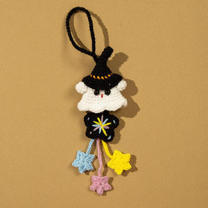 2025 Handmade Creative Trendy Little Ghost Car Hanging Ornament Cute Crochet Rearview Mirror Decoration New Other Lanyards - Product Image 2
