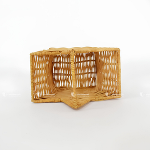 Star-Shaped Rattan Basket, Unique Woven Natural Fiber Gift <b>Hamper</b>, Artisan Holiday Decor & Nursery <b>Storage</b> with Handles - Product Image 5