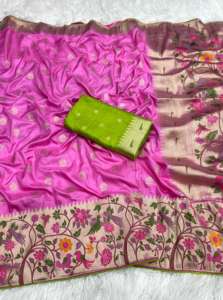 Auténtico Sari Paithani de seda Dola con tejido AllOver Zari y exquisito Pallu rico Ideal para ropa nupcial y festiva - Product Image 3