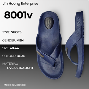Chanclas de PVC para hombre, con punta abierta, informales, para exteriores, ligeras, antideslizantes, cómodas, color azul, hechas en Malasia @migo 8001v - Product Image 1