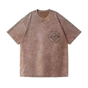 เสื้อยืดคอกลมวินเทจสำหรับผู้ชายปรับแต่งได้เสื้อ100% ผ้าฝ้ายเฮฟวี่เวทแอซิดปักลายเสือดาวทางการไซส์ใหญ่พิเศษ - Product Image 3